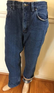 Men Flannel Lined Duluth Ballroom Relaxed Jeans Pant Blue 34x32 34514B 5 Pocket - Picture 1 of 14