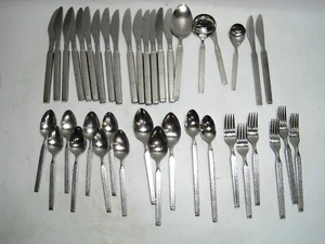 40 Piece Lot Gorham Casablanca Hammered Stainless Steel Flatware - Picture 1 of 3
