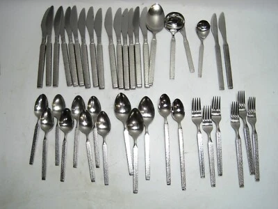 Lote de 40 cubiertos de acero inoxidable martillados Gorham Casablanca Foto 1 de 3