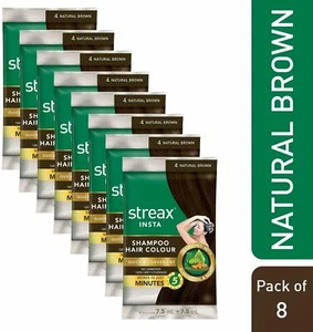 Streax Insta Shampoo Hair Color Natural Brown 15ml Each pack of 8 AU - Picture 1 of 3