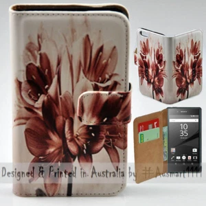 For Sony Xperia Series Vintage Flower Theme Print Wallet Mobile Phone Case Cover - Picture 1 of 3