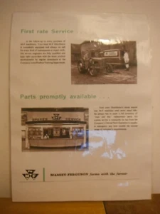 1959, Massey Ferguson 35 Traktor, MF Teile/Service Werbung (laminierte Fotokopie) - Bild 1 von 1