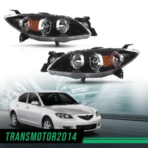 Faros proyectores halógenos negros ámbar aptos para Mazda 3 2004-2009 sedán de 4 puertas - Imagen 1 de 12