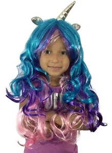 KINREX Einhorn Perücke mit Hörnern und Ohren für Kinder, Damen, Mädchen, Erwachsene - Cospl... - Bild 1 von 3