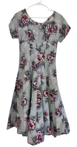 Vintage 1940’s Gavotte Floral Dress Rhinestone Buttons Size 15 Silk Or Satin - Picture 1 of 11