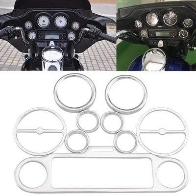 Chrome Inner Fairing Gauge Speaker Trim Ring Kit for Harley Touring Street Glide Foto 1 de 4