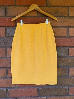 Vintage 1960s Womens Midi Skirt Hand Made Pencil Button Accent | Yellow | Size S - Image 1 of 4