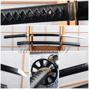 Ton gehärtetes japanisches Samurai Katana Schwert echter Hamon grüner Bambus Kashira - Bild 1 von 12