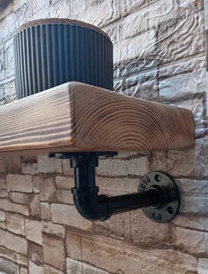 Solid wood, floating ,vintage ,rustic  shelf with free brackets. - Image 1 of 4