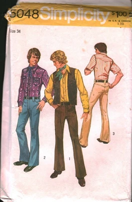 5048 Vintage Simplicity SEWING Pattern Mens Top Stitched Shirt Vest Pants 46 OOP - Image 1 of 2