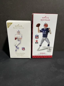 Hallmark Keepsake Ornament NFL Patriots Tom Brady 2014 Colts Peyton Manning 2008 - Foto 1 di 7