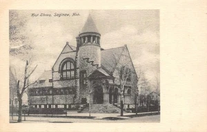 Postal vintage de la BIBLIOTECA HOYT Saginaw, Michigan década de 1900 - Imagen 1 de 1