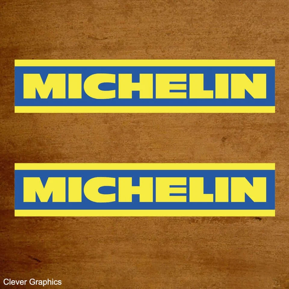 Michelin Yellow Text Classic Stickers x2 with FREE POSTAGE.