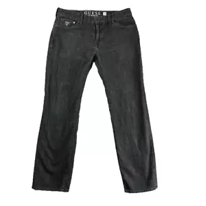 Guess Jeans Mens 34 Black Lincoln Slim Straight Leg Denim Streetwear Cowboy Rock - Picture 1 of 17