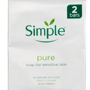 Simple Pure Soap Bar Face & Body Soap For Sensitive Skin, Vegan, 2 x 100g Bars - Picture 1 of 6