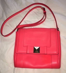 KATE SPADE Flaming Orange Bow Pyramid Flap Crossbody Purse Bag-NICE - Picture 1 of 6