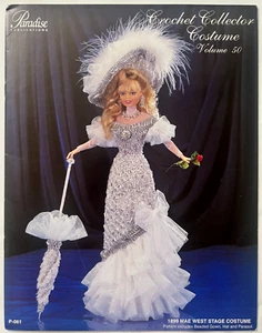 Crochet Pattern 1899 Beaded Mae West Stage Gown Vol. 50 Fits Barbie Doll 11-1/2" - Picture 1 of 2