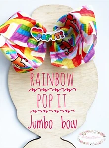 Pop it jumbo hair bow, Rainbow hair bow, pop it headband, toy hair bow - Picture 1 of 2
