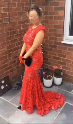 Jovani Red Diamanté’s Dress Size 8 Prom Pageant Dress - Image 1 of 4