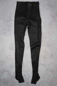 MAISON MARTIN MARGIELA H&M BLACK LEATHER LEGGINGS TROUSERS PANTS EUR 34 US 4 - Picture 1 of 10