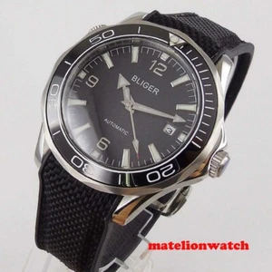 41mm Automatic Men's Watch Black Dial Ceramic Bezel Insert Sapphire Glass Rubber - Picture 1 of 6