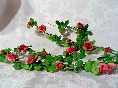 Home Interiors Petite Pink Mauve Wild Rose Garland/Wired/6 Feet Long/ New - Image 1 of 4