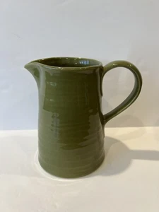 NEW Crate and Barrel Olive Green Glazed Stoneware Pitcher 8.25" H Beautiful - Picture 1 of 9