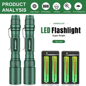Super Bright LED Tactical Flashlight Rechargeable Aluminum Military Zoom Torch