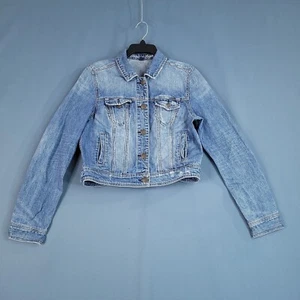 American Eagle Youth Teens Denim Jacket Button Front Long Sleeve Blue Size L - Picture 1 of 7