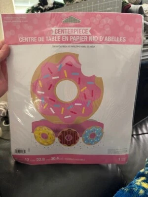 Donut Time Honeycomb Centerpiece 12" x 9" Paper Donut Birthday Party Decorations - Image 1 of 2