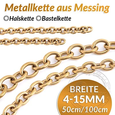 Metallkette aus Messing 4mm-15,6mm Ankerkette feine Kette Meterware Gliederkette - Bild 1 von 4