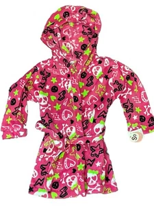 SO Little Girls PINK SKULL Peace Sign LIGHTENING Bolt Belted Robe KOHLS Size: 6 - Picture 1 of 5