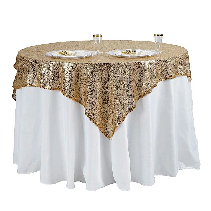60" Square Sequined TABLE OVERLAY Designer Wedding Party Catering Event Linens - Image 1 of 3