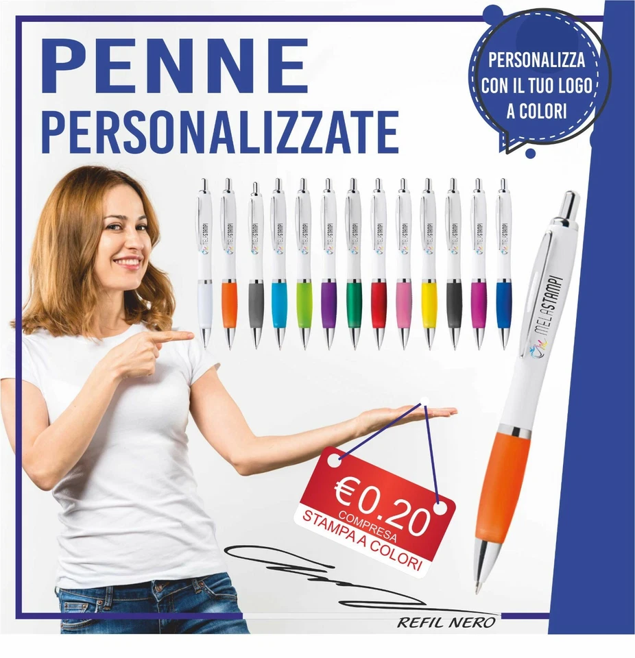 Penne Personalizzate stampa colori gadget personalizzata lotto 50 100 200 PD218 - Immagine 1 di 1