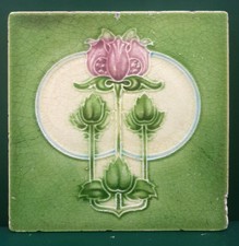  ENGLISH T&R BOOTE ART NOUVEAU TILE- IMPRESSED MAJOLICA 