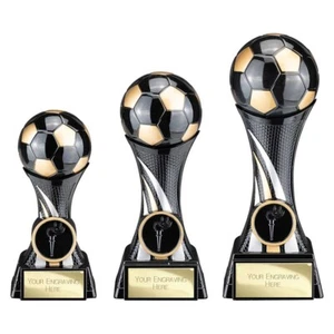 FOOTBALL BLACK STRIKE TROPHY AWARD 3 SIZES FREE ENGRAVING - Picture 1 of 1