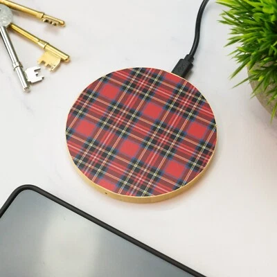 Tartan Wireless Phone Charger Wooden Printed Cell Phone Gift - image 1 of 4