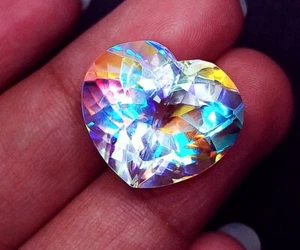 Mystic Quartz Heart Shape 16.70 Ct Certified Loose Gemstone With Free Gift - Picture 1 of 7