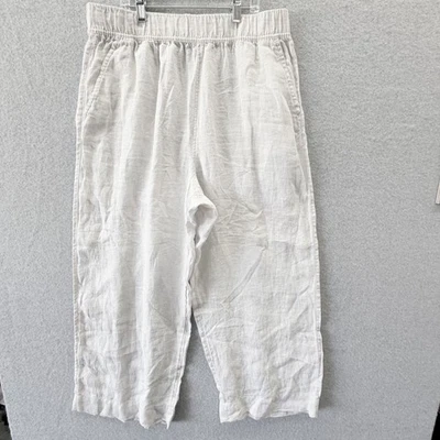 Tahari High Rise Wide Leg Linen Pants Size Large Coastal Lagenlook Resort Flax - Image 1 of 4