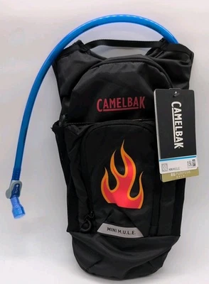 Camelback Mini Mule Hydration 1.5L Backpack With Bladder Black with Red Flames - Image 1 of 4