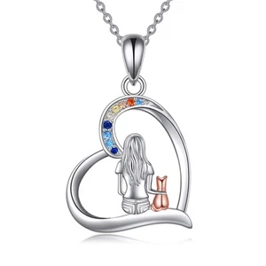 Cat Necklace Sterling Silver Jewelry for Women Cat Jewelry Gifts - Picture 1 of 7