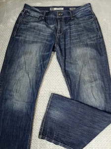 Pantalones de mezclilla con hebilla BKE Carter para hombre 36x32 etiqueta talla 34R BootLeg Bootcut lavado oscuro - Imagen 1 de 11