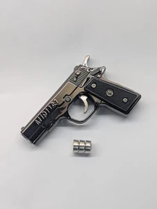 Mini Gun Keychain Laser Pointer, LED Flashlight 1/6 Scale M1911A1 Black Edition - Picture 1 of 7
