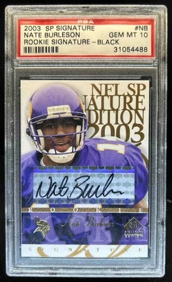 2003 SP Signature Edition Nate Burleson Auto Black Ink RC #NB Vikings PSA 10 - Image 1 of 2