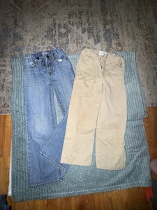 Old Navy big Boys Lot of 2 Pants Size 6 Denim & Khaki EUC Adjustable Waist - Picture 1 of 4