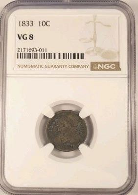 1 Of 14 Pop NGC VG8 1833 CAPPED BUST DIME 10c - Image 1 of 4