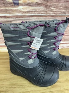 Merrell Snow Quest Lite 3.0 Jr Waterproof Berry Grey Boots Toddler Size 4 - Picture 1 of 7