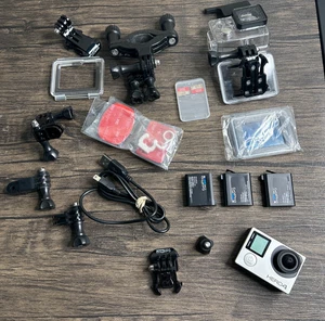 GO PRO Hero4 Bundle AS IS Two SD Cards 4 Batteries Accessories 3890 - Picture 1 of 14