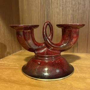 Antique Carlton Ware Rouge Royale Double Candlestick Holders Red Gold Signed - Picture 1 of 6