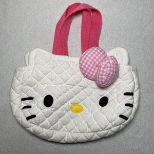 Hello Kitty Purse 9” White Bag With Pink Bow Small Tote VTG 2004 Sanrio Smiles - Picture 1 of 15